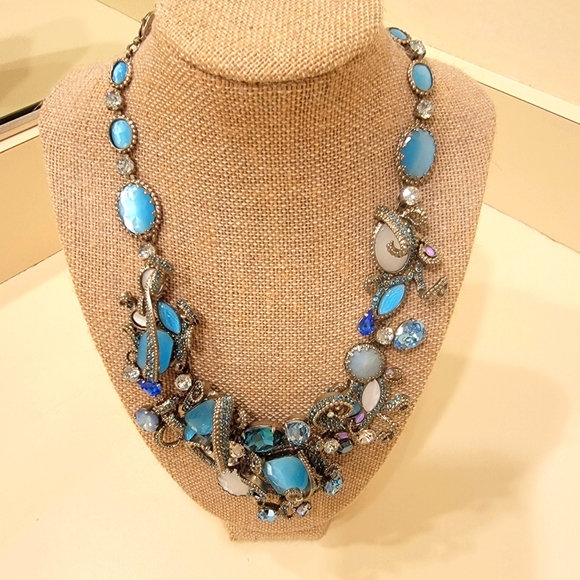 Sorrelli AQUAMARINE Aquatic Azure Crystal Statement Necklace (VERY rare) - Picture 4 of 9